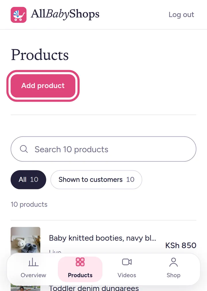 The products list