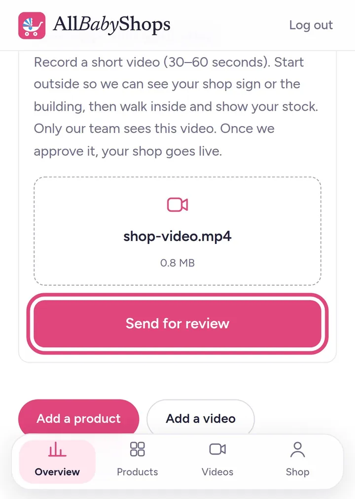Sending the shop video for review